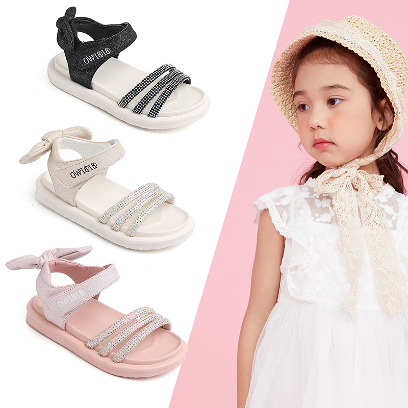 比比我品牌原厂直供2021夏季新款韩版女童蝴蝶结儿童凉鞋一件代发