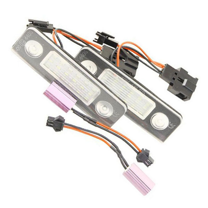 Suitable for Volkswagen Skoda Octavia II facelift models 09-12, license plate lights, 18 LED white lights, black cotton, 2 pieces