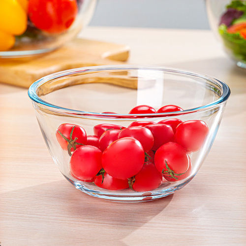 Transparent salad bowl with thickened glass, microwaveable and high-temperature resistant, household instant noodle bowl, fruit large size and dough basin