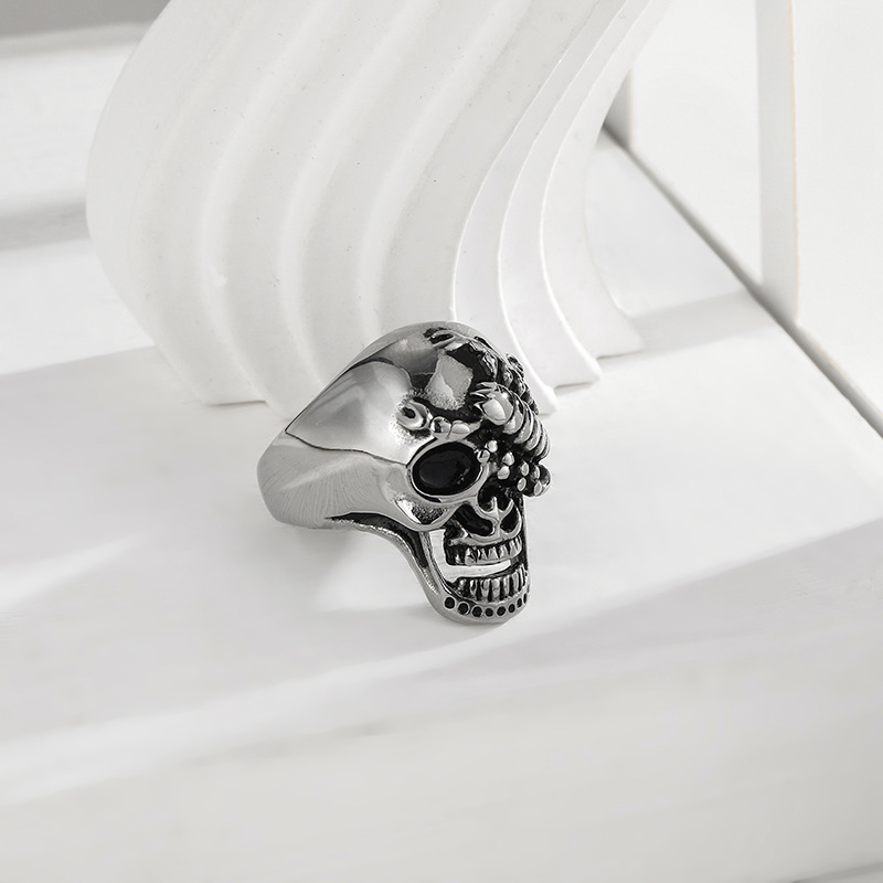 Skull Pattern Wholesale Jewelry Punk Skull Titanium Steel Plating Rings