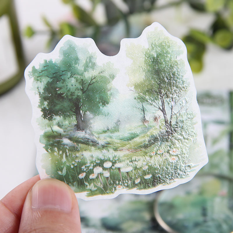 Botón de flores especial aceite y papel pegatinas paquetes diy diario de mano pegatinas decorativas pegatinas de agua paisaje material pegatinas de papelería