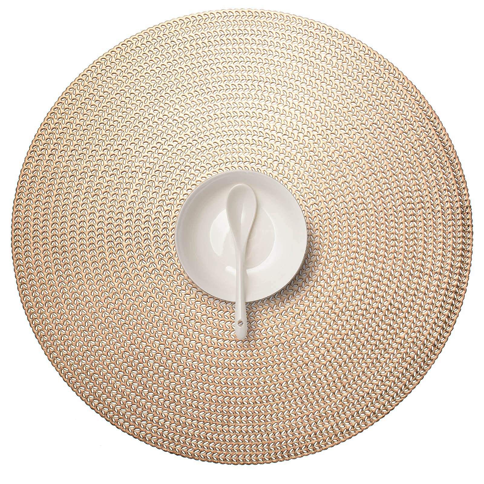Nuevo dorado mantel hueco de oro y plata trigo oreja redonda antideslizante estera PVC estera de mesa de montaña estera de aislamiento decorativo occidental mantel