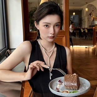 Irregular Long Pearl Necklace French Light Luxury Elegant Woolen Chain Niche Simple High-end Necklace Wholesale Women