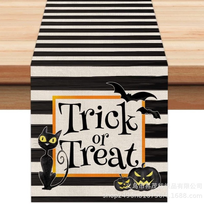国境を越えた新型ハロウィーン骨格カボチャコウモリテーブル旗家庭装飾テーブルテーブルクロス茶テーブル布|undefined