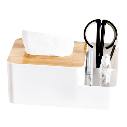 Bolan Japanese simple sundry storage box plastic paper box household multi-functional desktop coffee table bamboo tissue box