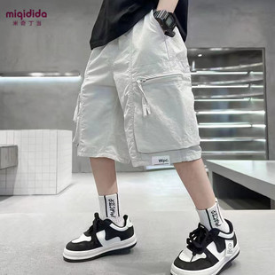 Mickey Dingdang's New Boys' Cargo Shorts Summer Thin Loose Casual Five-Point Pants for Kidsren, Middle and Large Kidsren's Hot Style