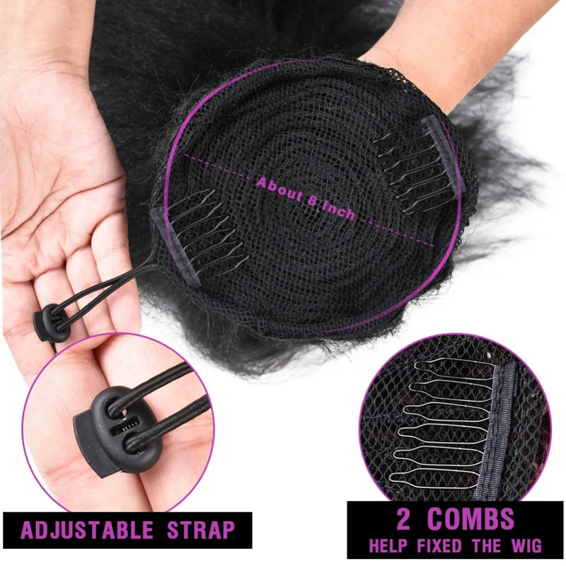 Wig for Women, Curly and Fluffy, Extension Drawstring Ponytail, African Black Synthetic Hair Ponytail, Wholesale