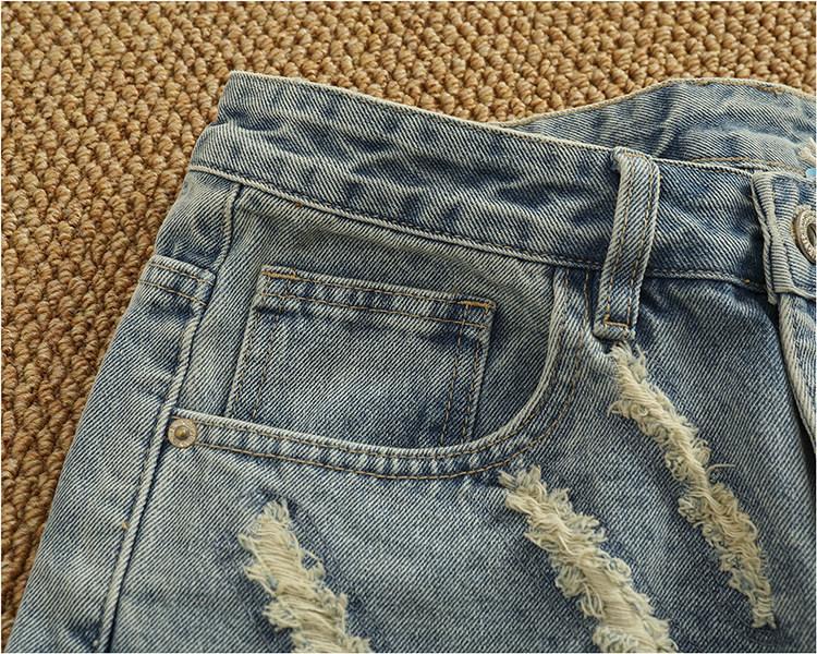 Men's Light Blue Distressed Denim Shorts Relaxed Fit Casual Summer Shorts 5-Inch Inseam_viptrois.com