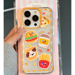 漢堡奶茶適用蘋果15/14PROMAX手機殼13Pro透明11軟殼XS/XR 小眾12