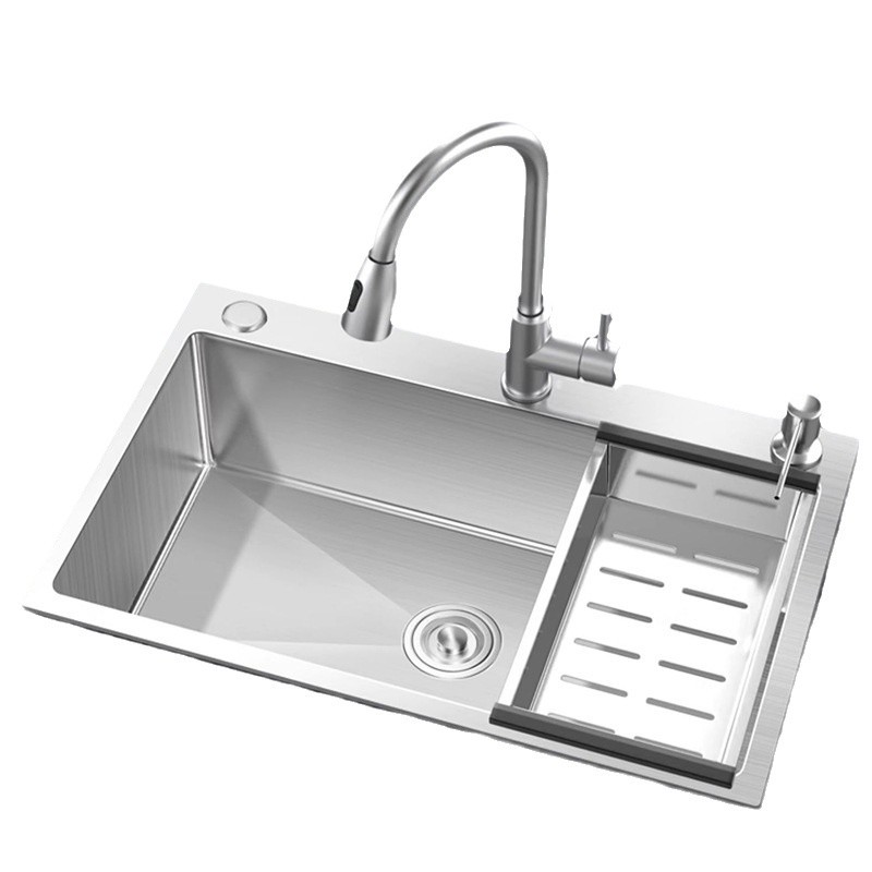 Fregadero de Cocina, Acero Inoxidable, Acabado Cepillado, para Instalar sobre Mesón