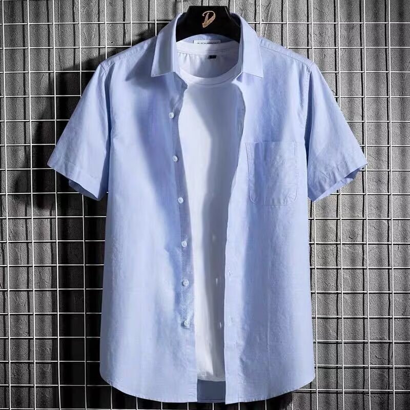 Wholesale Cheap Korean Style Short-Sleeved Shirts Solid Color Casual Young Men Summer Business Slim Oxford Textile Trendy Shirts Wholesale Cheap Korean Style Short-Sleeved Shirts Solid Color Casual Young Men Summer Business Slim Oxford Textile Trendy Shirts
