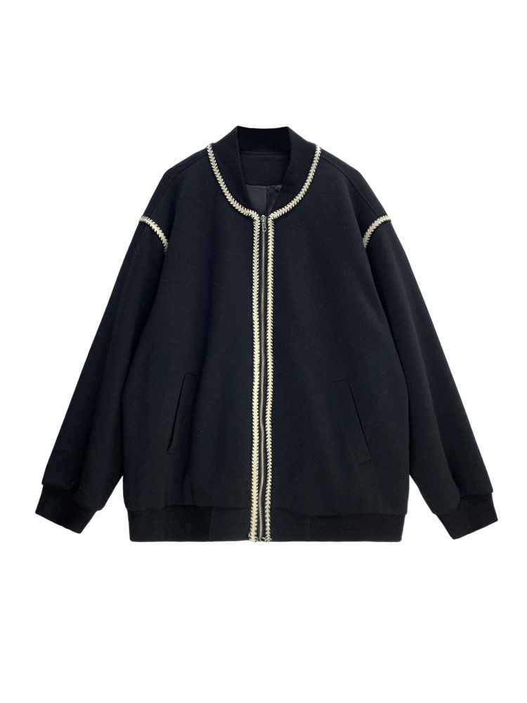 Бейсболная форма, spring jacket, ретро длинный рукав, плюс размер, оверсайз