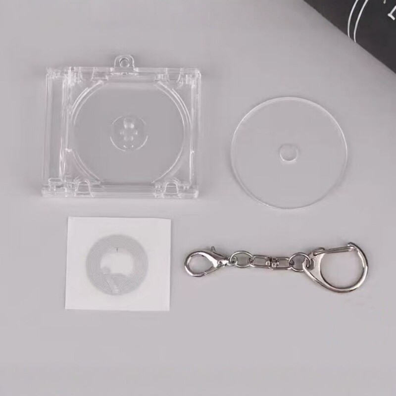 Acrylic Mini Cd Case Keychain, Album Support Pendant, Transparent Pull-Out Creative DIY Small Pendant