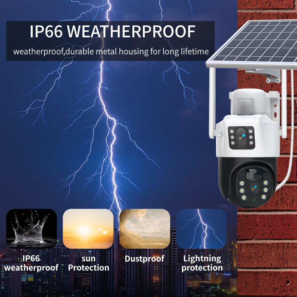 Monitoreo solar de doble cámara Wi-Fi para teléfonos móviles al aire libre impermeable IP66 HD monitor de visión nocturna image 5