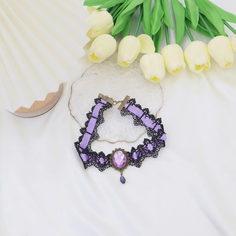 Cross-border para diseño misterioso collar de encaje de cristal de dama collar de diamante joyas de cadena de clavículas