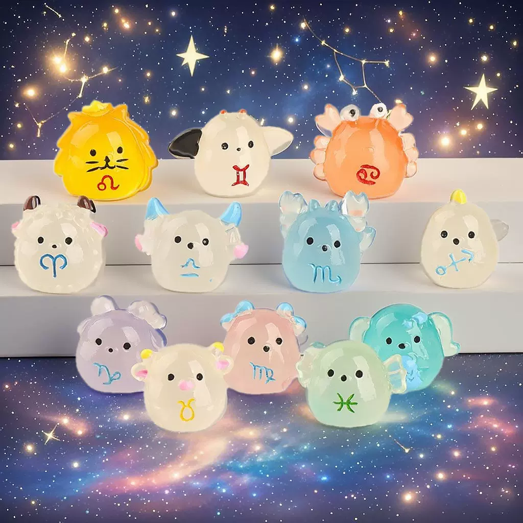 夜光可爱十二星座萌粒公仔 diy装饰品挂配件微景观迷你桌面小摆件