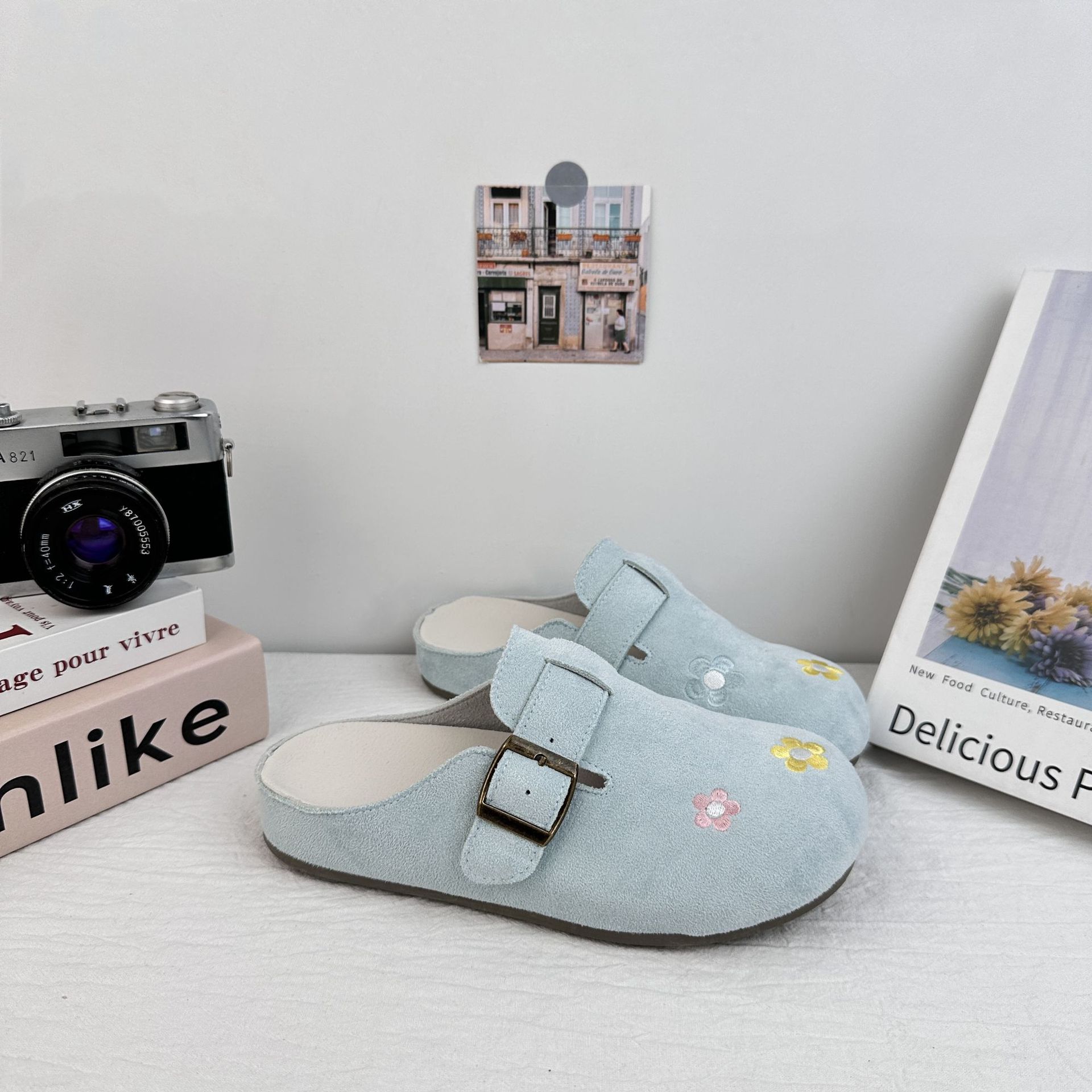 Far Wave Boken Shoes Baotou Semi-pantuflas para mujer 2025 verano nuevo estilo todo-fósforo ligero de un pie zapatos perezosos en nombre del cabello