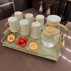 P616啟派高顏值玻璃水壺水杯家用套裝輕奢客廳待客喝水杯子茶杯帶