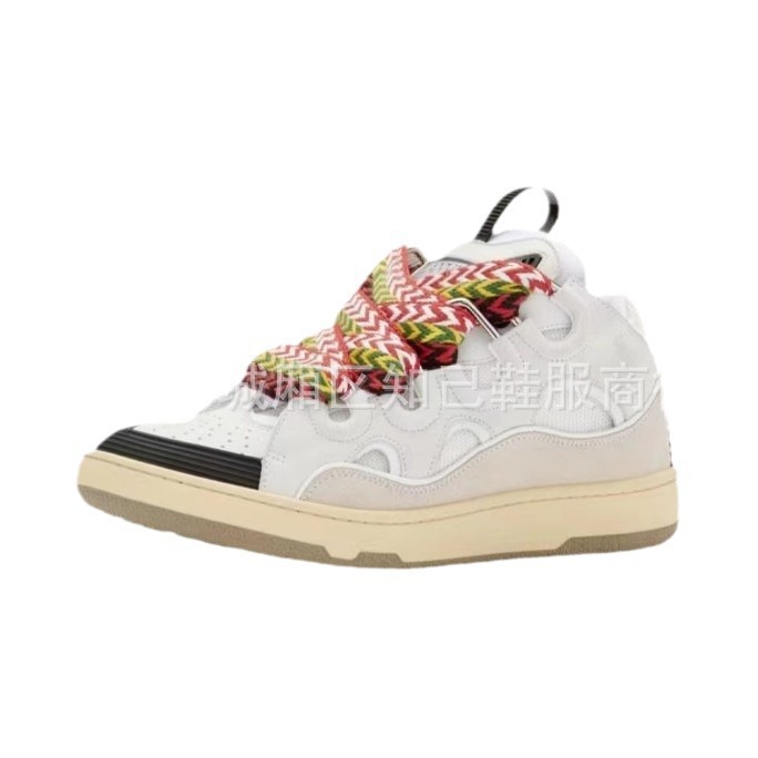 Putian Langfan hombres y mujeres costura de cuero con cordones CURB zapatos casuales deportivos zapatillas de deporte retro zapatos de papá nuevos transfronterizos
