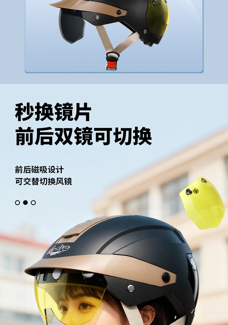 2026 New Magnetic Helmet for Electric Motorcycles, Summer Sun Protection Half Helmet, 3C Certified Safety Helmet for Men and Women
