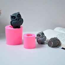 diy手工制品俩款立体猫头鹰 蜡烛硅胶模具香薰石膏蛋糕翻糖模具摆