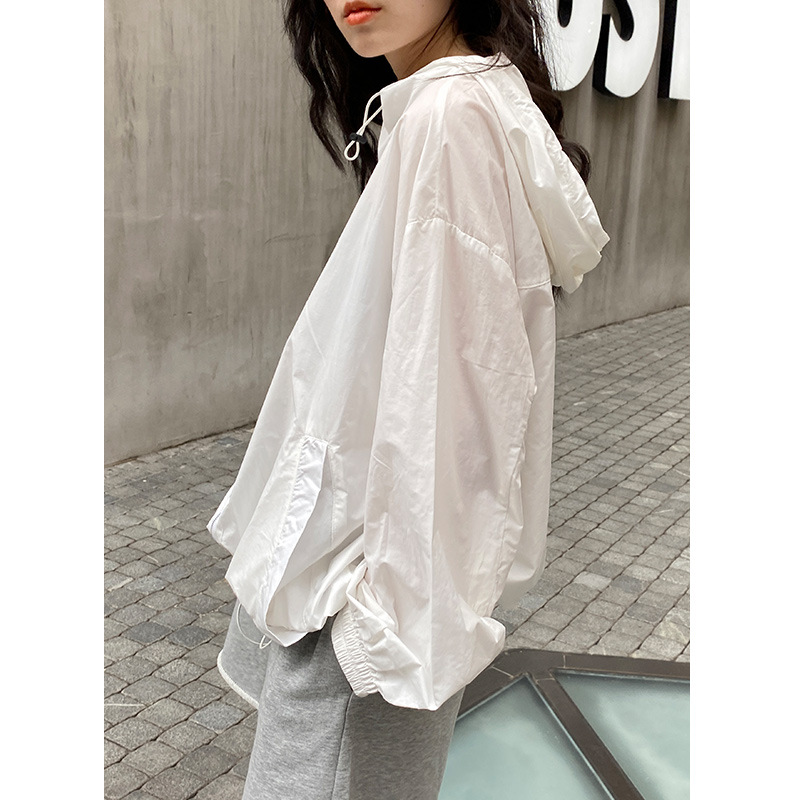 Magnolia 2021 Spring and summer new pattern Korean Edition Easy Solid Hooded coat leisure time Drawstring Cardigan jacket 27051