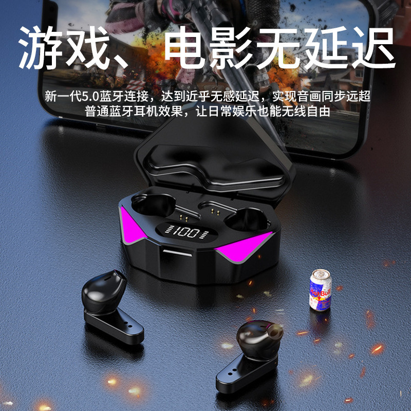 X35 ワイヤレス競技ゲーム Bluetooth ヘッドセットクールな外観低遅延メカスタイルテクノロジーセンス真のワイヤレスヘッドセット|undefined