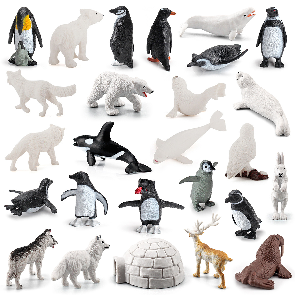 Transfronterizo simulación pingüino zorro blanco oso polar sello asesino ballena Husky Reno polar modelo animal adornos