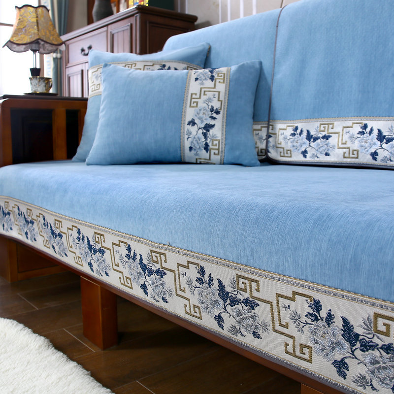Jinxiu Nouveau style chinois Quatre saisons Coussin de siège en chenille Housse de canapé moderne et simple, une pièce, livraison directe_voghion.com