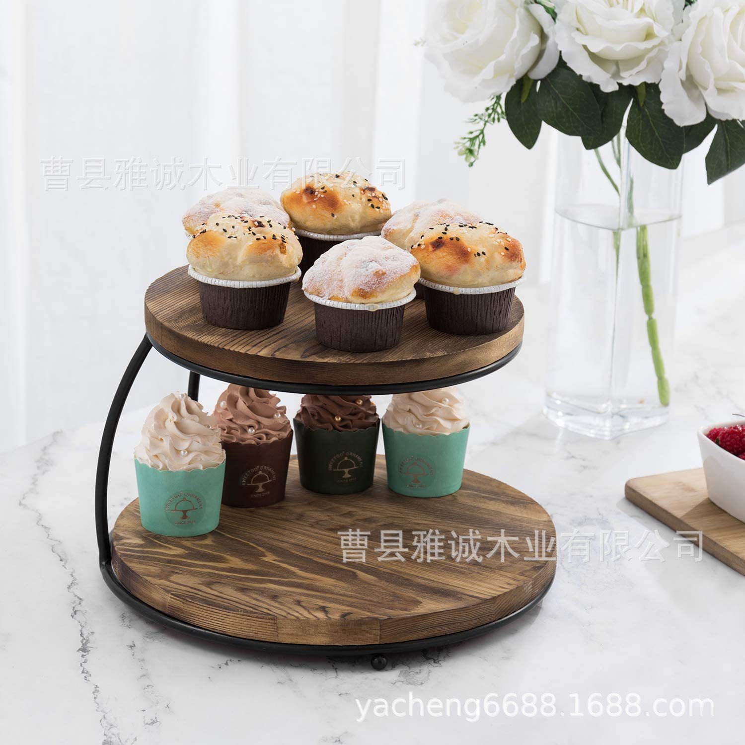 European -style cake dessert display rack retro double -layer round…