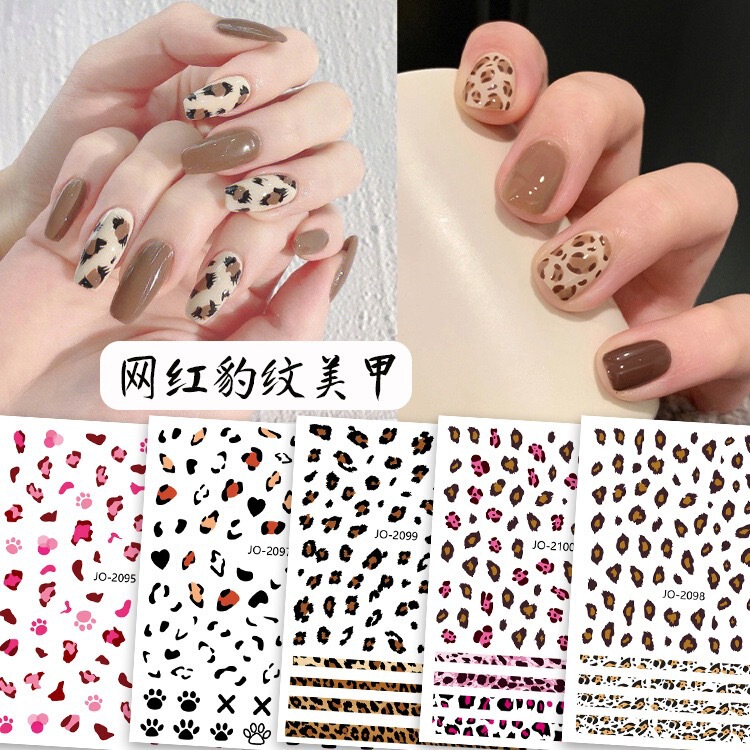 Internet Celebrity French-Style Leopard Print Nail Stickers with Bowknot 3D Embossed Pink and Black Leopard Print Adhesive Nail Stickers Wholesale Internet Celebrity French-Style Leopard Print Nail Stickers with Bowknot 3D Embossed Pink and Black Leopard Print Adhesive Nail Stickers Wholesale