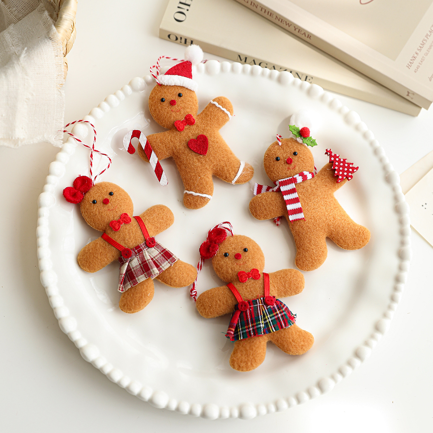 Nuevo color curry pan de jengibre muñeca tela colgante árbol de Navidad colgante decoración decoración al por mayor