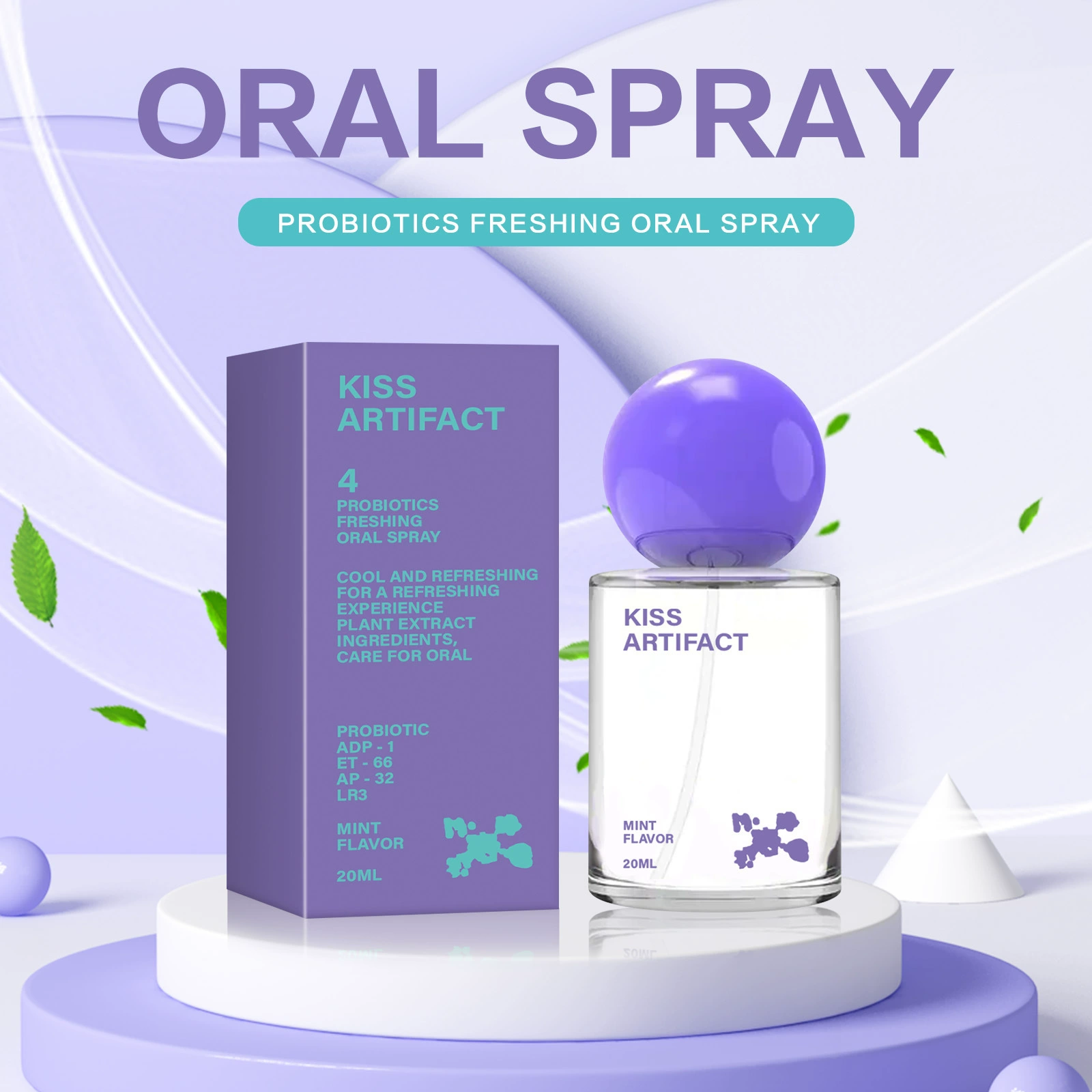 Портативный спрей для ухода за полостью рта с пробиотиками, без маркировки, 20 мл