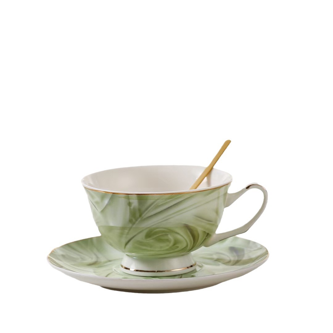 Taza de café de estilo nórdico de lujo de cerámica personalizada, taza de té de la tarde, combinación de tazas de regalo de mano de alto valor, taza de comercio exterior
