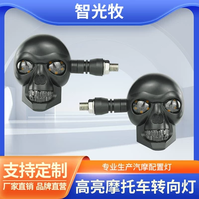 12V Skull-Shaped Motorcycle Turn Signal Led White and Yellow Dual-Color Modified Lights Motorcycle Auxiliary Lights Modified Lights