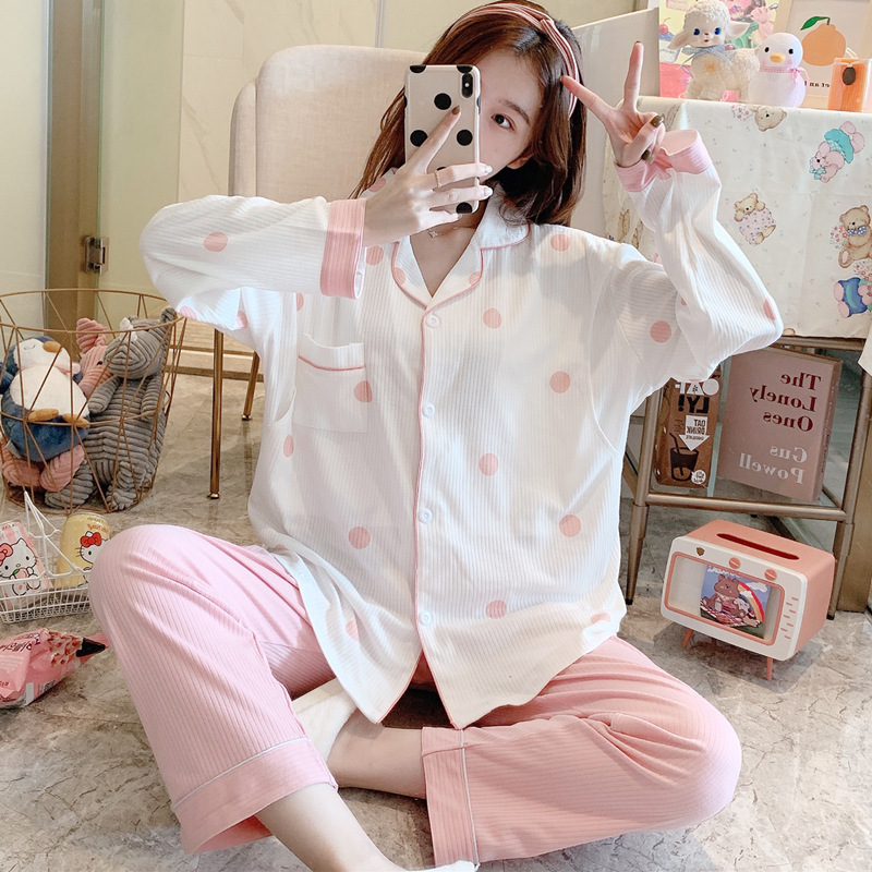 Lunar Clothing Spring and Autumn Thin Postpartum Nursing Pure Cotton Sweat Absorbing Pregnant Women's Pajamas Summer Nursing Cardigan Home Suit