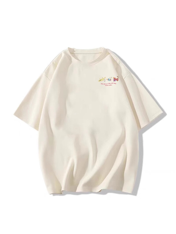 ピュアコットン半袖Tシャツ女性用2025夏新作人気デザインニッチアメリカンルーズラージボード半袖Tシャツ|undefined
