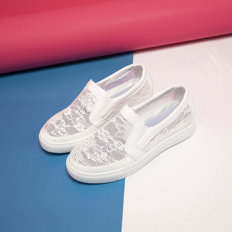 2025 весенне-летний новый стиль, дышащая сетчатая внутренняя обувь белого цвета для женщин, универсальная повседневная обувь, сетчатая обувь на одной ноге