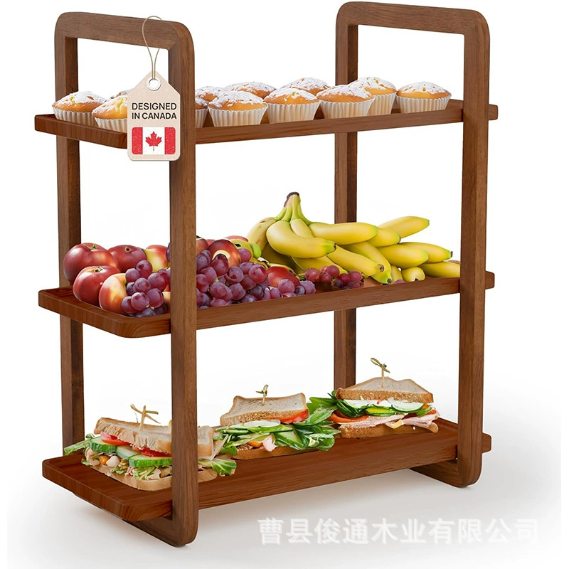Деревянные трехслойные полки для хранения домашних фруктов, закуски, орехи закуски, держатель для вечеринок, поднос для кексов