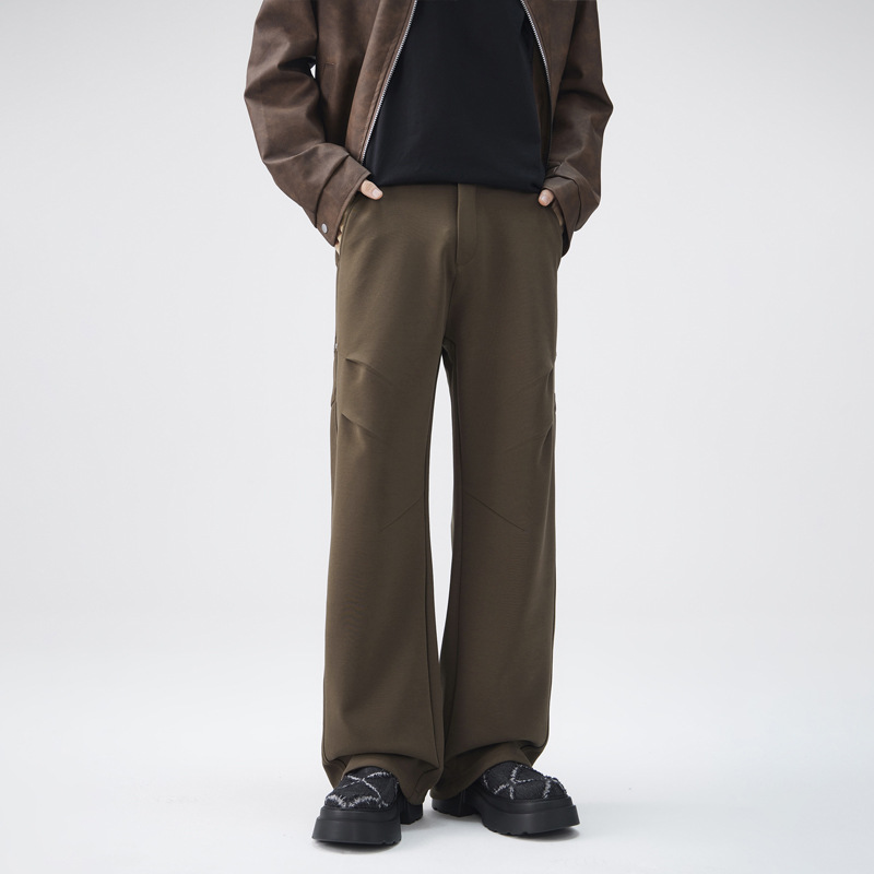 Cd Trendy Men's American Retro Draped Casual Loose Trousers Men's Straight Design Vintage Wide-Leg Pants