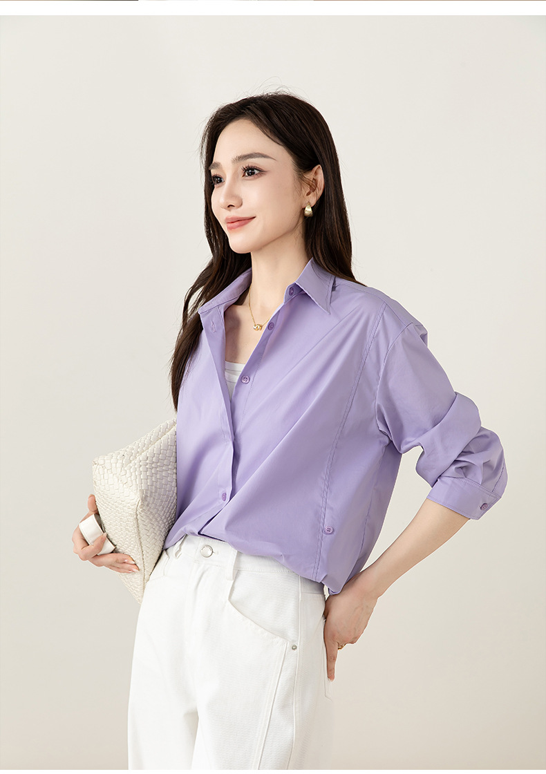 Áo sơ mi nữ dài tay công sở không nhăn, thiết kế thắt eo tôn dáng — màu sắc chi tiết 21