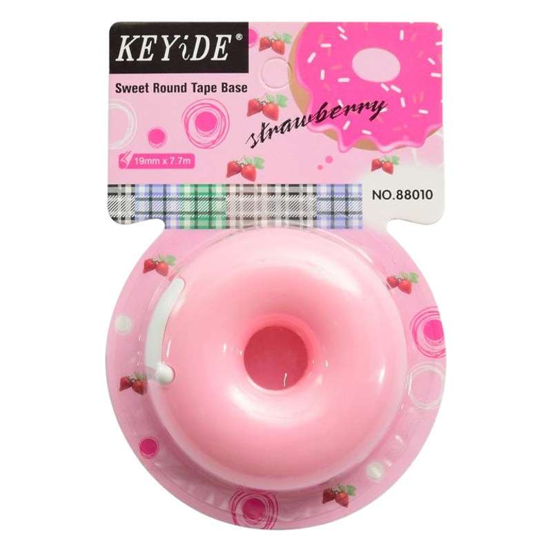 Corea del Sur creativo de dibujos animados de papelería portátil donut cinta titular invisible cortador de cinta con cinta pequeña