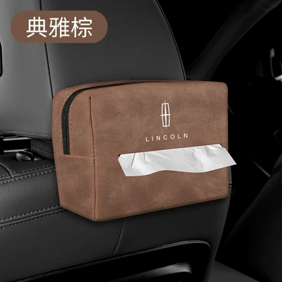 Car tissue box/set Voyager Car Tissue Box - standard-lincoln-elegant-brown-suede-tissue-box-is-durable