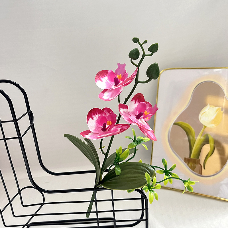 Cross-Border Artificial Flower 3D Film Printing Phalaenopsis Artificial Flower Office Desk Scene Layout High-End Decorative Bouquet
