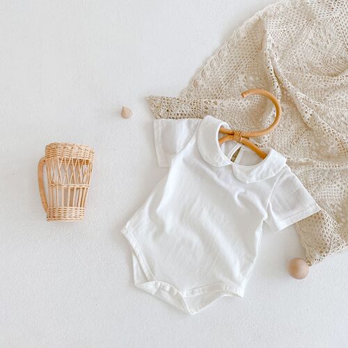 INS  new summer products for infants and young children, baby girls, polka dot baby doll collar, one-piece bodysuit, rompers