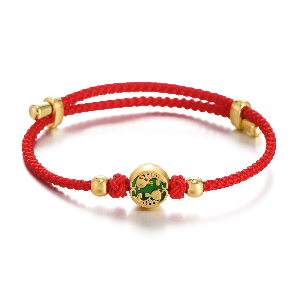 2024 dragón año rojo pulsera tejida oro suerte Zodiaco dragón nacimiento año nuevo chino pequeño regalo pulsera cuerda