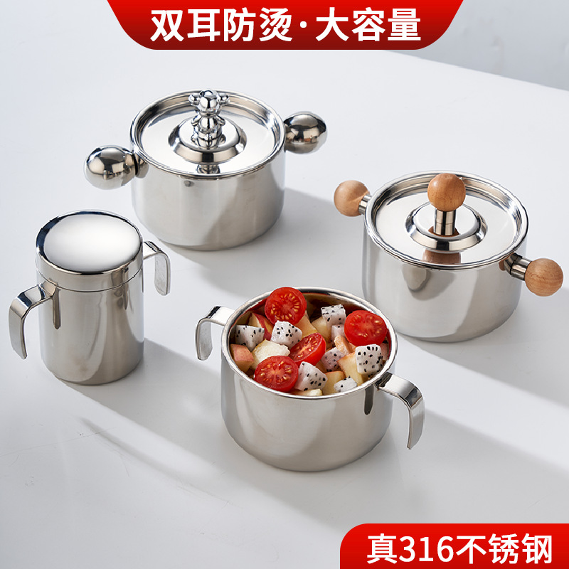 儿童碗316不锈钢碗双层防烫防摔餐碗宝宝吃饭辅食碗家用儿童饭碗
