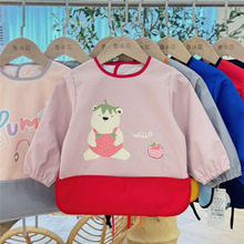 鲁冰花防水罩衣儿童长袖反穿衣防油污幼儿园宝宝饭衣儿童反穿衣