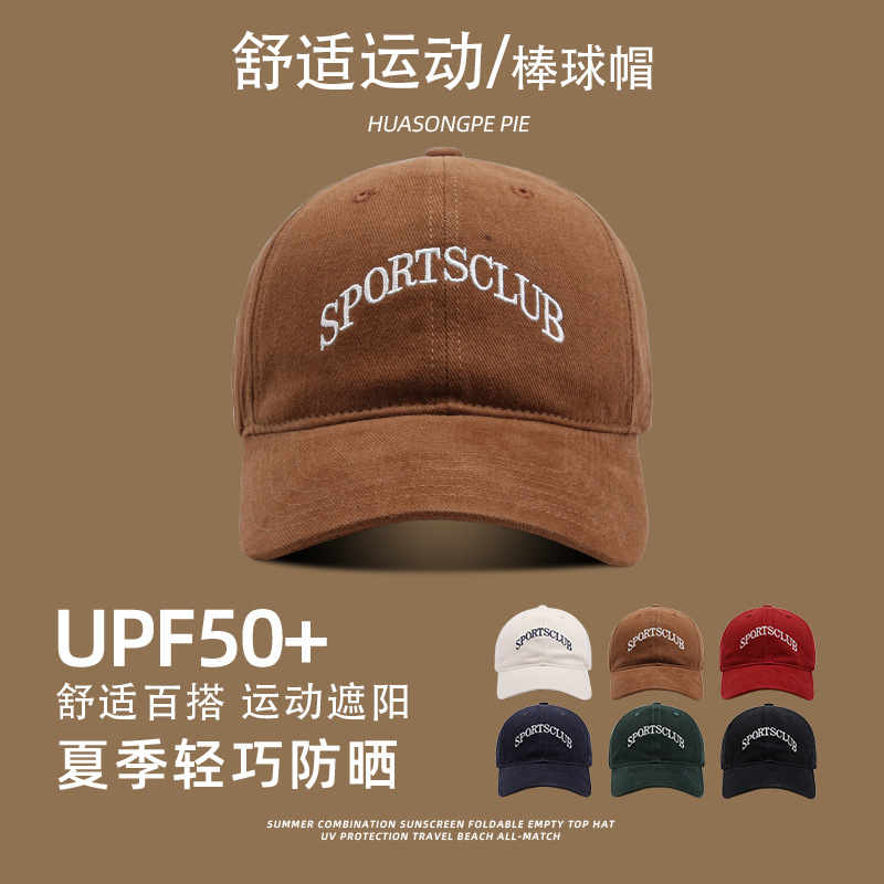 Gorra de béisbol de las mujeres de verano suave superior simple bordado gran circunferencia de la cabeza UV a prueba de sol sombrero pareja cepillado casquillo de los hombres