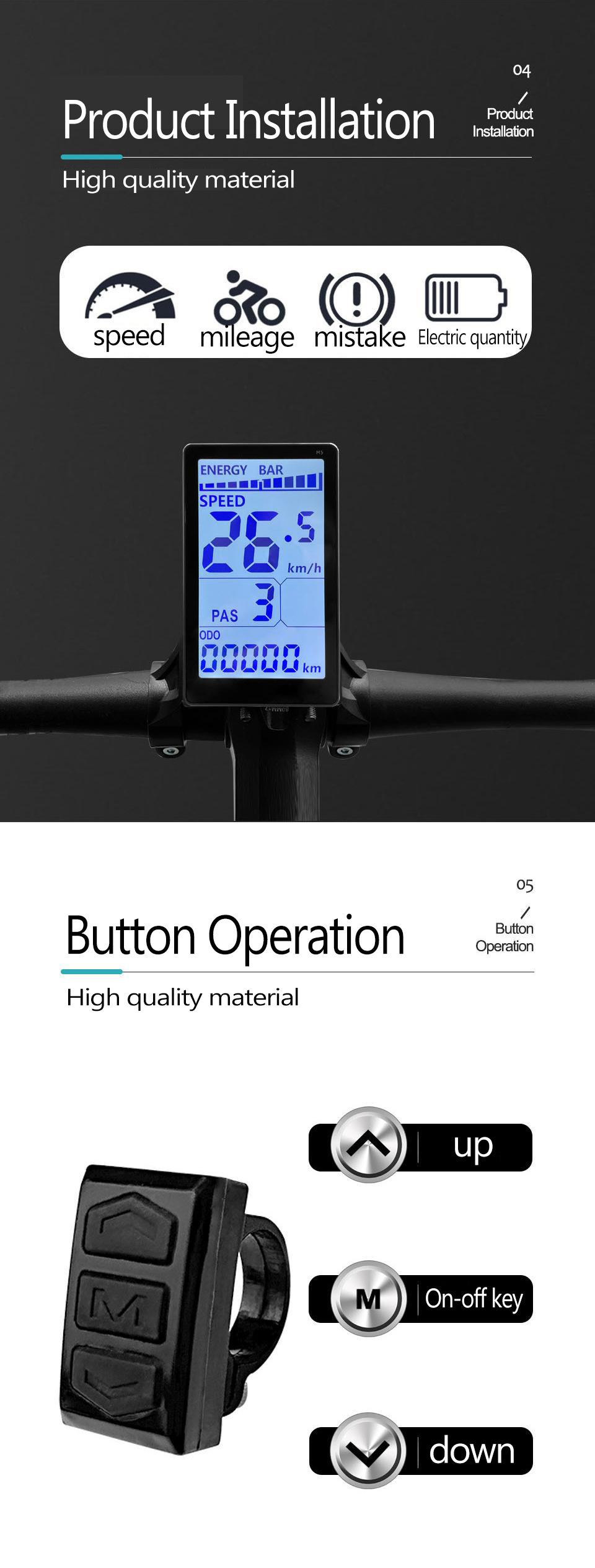 Cross-border mountain bike lithium battery modification accessories LCD-M5 electric scooter smart LCD meter/SM connector